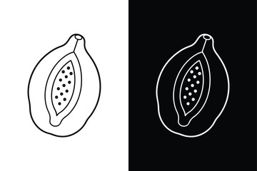 Papaya Icon Line Art. Clean & Simple Vector Logo Design