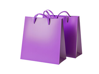 Isolated Pair of Modern Purple Shopping Bags with Handles