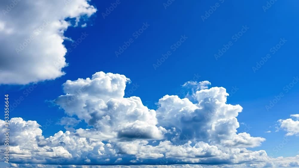 Aufkleber vast expanse of blue sky with fluffy white clouds creating serene and peaceful atmosphere, adding de