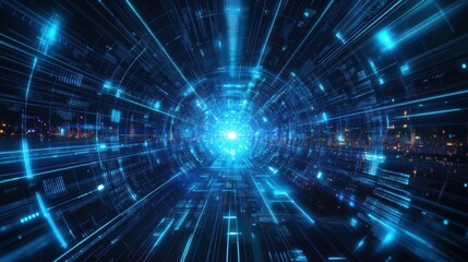 Futuristic Abstract Background with Light Trails and Energy Pulses