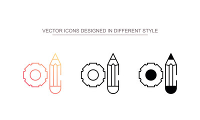 Pencil And Gear icon design with white background stock illustration