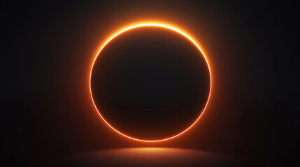 orange glowing circle halo empty space for text black background heat fire burning hot