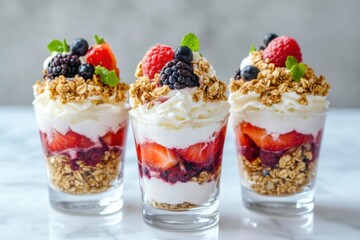 Delicious Layers of Parfaits with Cream and Fruit