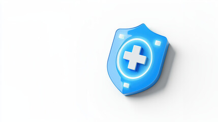Obraz premium Blue shield icon with medical cross symbol, representing healthcare protection
