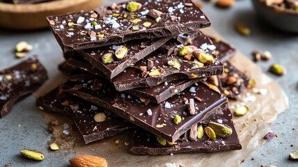 A crunchy and rich dark chocolate bark with almonds
