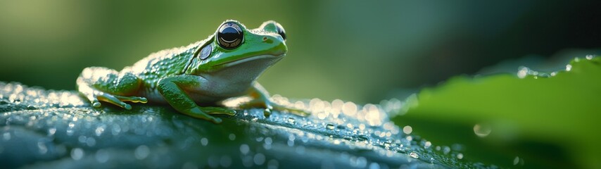 Obraz premium Frog in Vibrant Paint, an artistic closeup showcasing a frog surrounded by colorful splashes, emphasizing the contrast between nature and bold creativity.