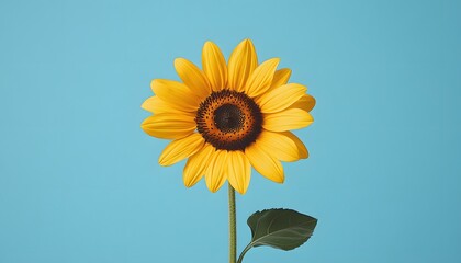 Sunflower Against Light Blue Background