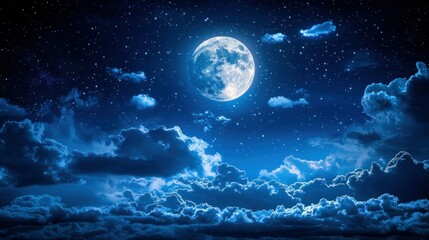 Night sky full of stars and a large moon