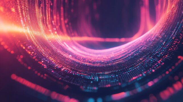 A futuristic visualization of a massive digital funnel, representing the concept of big data technology and information channels.