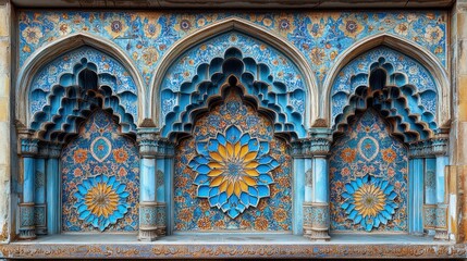 Obraz premium Ornate architectural facade with intricate Islamic patterns