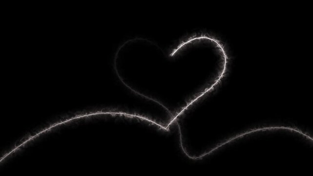  neon glowing  love hearts. Valentine's Day indicate. Love One line drawing concept. love card neon glowing icon. Bright glowing neon valentines love heart symbol animation blak background.
