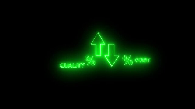 Quality control and cost reduction concept, Cost and quality control concept, Successful organization strategy and management, Cost and quality comparisons are indicate arrow on dark background.