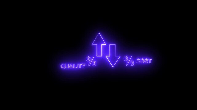 Quality control and cost reduction concept, Cost and quality control concept, Successful organization strategy and management, Cost and quality comparisons are indicate arrow on dark background.