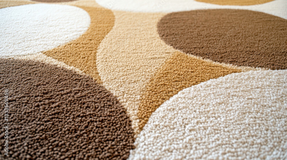 Poster abstract textured carpet with brown and beige circular patterns