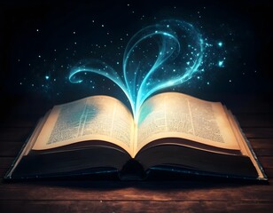 open book with magic light