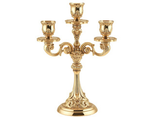Isolated Ornate Gold Candelabra