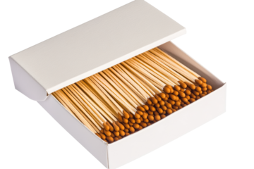 Isolated Box of Wooden Matches with Brown Tips