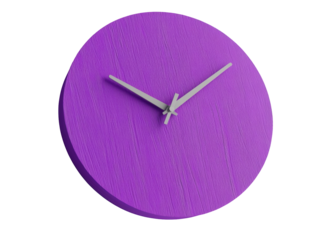 Isolated Purple Analog Clock with Flat Design and Wood Texture