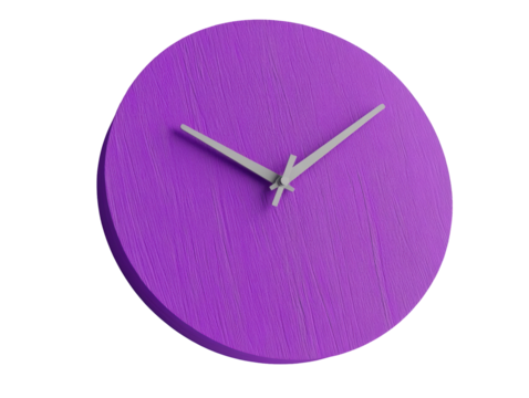 Isolated Purple Analog Clock with Flat Design and Wood Texture
