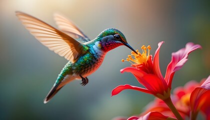 Fototapeta premium hummingbird feeding on flower
