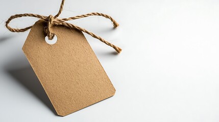 Blank textured paper tag with a minimalist string