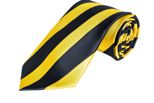 Isolated Striped Formal Necktie Black and Yellow