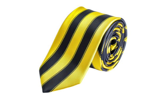 Isolated Yellow and Black Striped Necktie Business