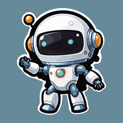 Cute Cartoon Robot Character Illustration – Friendly Futuristic Bot with Antenna and Big Eyes – Adorable Sci-Fi Tech Mascot Vector Design