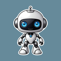 Cute Cartoon Robot Character Illustration – Friendly Futuristic Bot with Antenna and Big Eyes – Adorable Sci-Fi Tech Mascot Vector Design