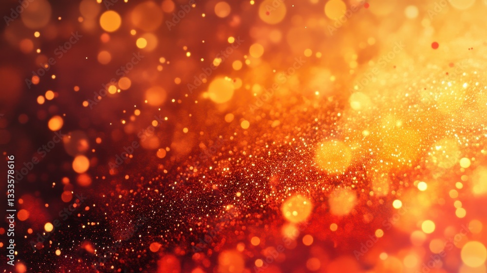 Poster fiery bokeh: a captivating display of warm bokeh lights dances against a backdrop of rich reds and o