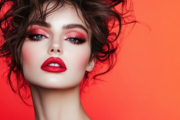 Stunning Portrait of a Model with Bold Makeup and Vibrant Colors