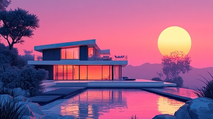 AI-generated illustration of a modern house 