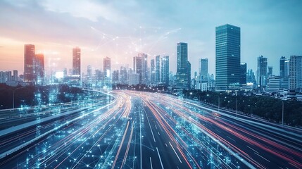 Obraz premium Urban Road Infrastructure and Planning Concept in Modern Cityscape