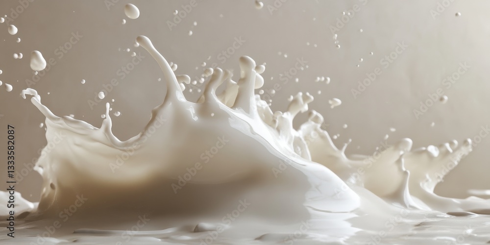 Poster dynamic milk splash: capturing the fleeting elegance of a liquid explosion. a high-speed capture of 