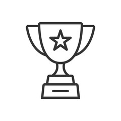 Trophy cup line icon isolated flat style.