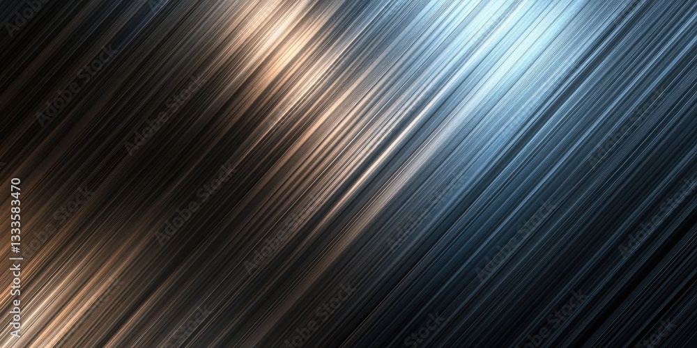 Poster abstract lines and metallic texture: dynamic diagonal lines, with a blend of gold and blue tones cre