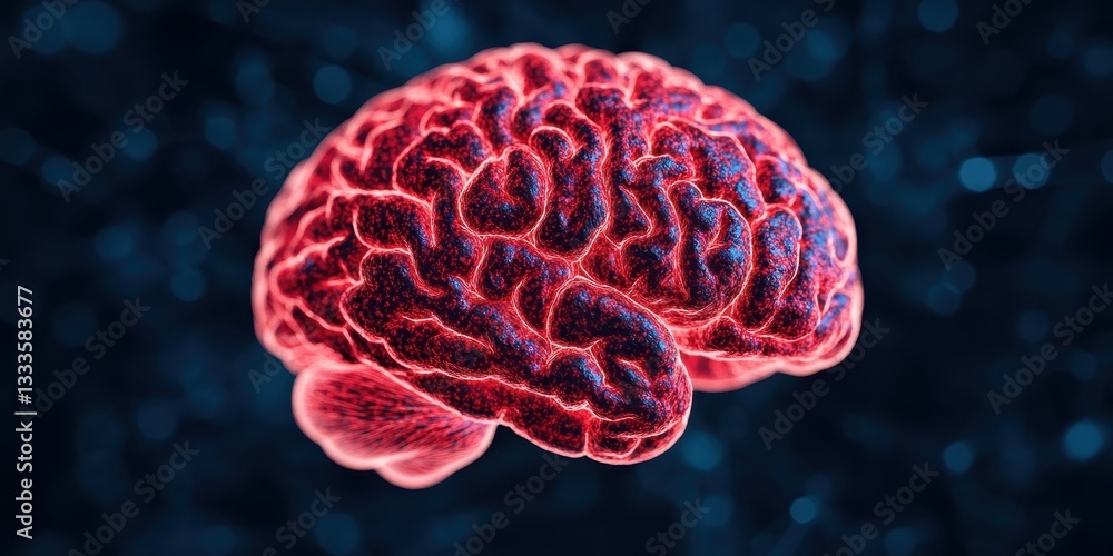 Poster conceptual image of nicotine addiction in brain neural pathways science lab digital illustration dar