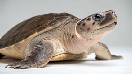 Naklejka premium Pig-nosed Turtle in full view on studio background 