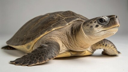 Naklejka premium Pig-nosed Turtle in full view on studio background 
