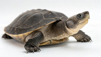 Obraz premium Pig-nosed Turtle in full view on studio background 