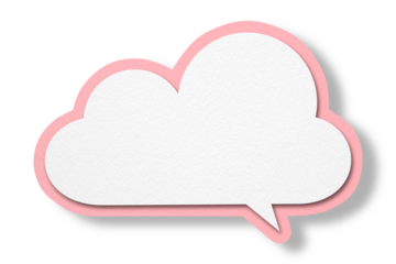 Pink paper speech bubbles separated on transparent background