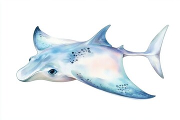 Fototapeta premium Hammerhead shark swimming in ocean marine life illustration digital art