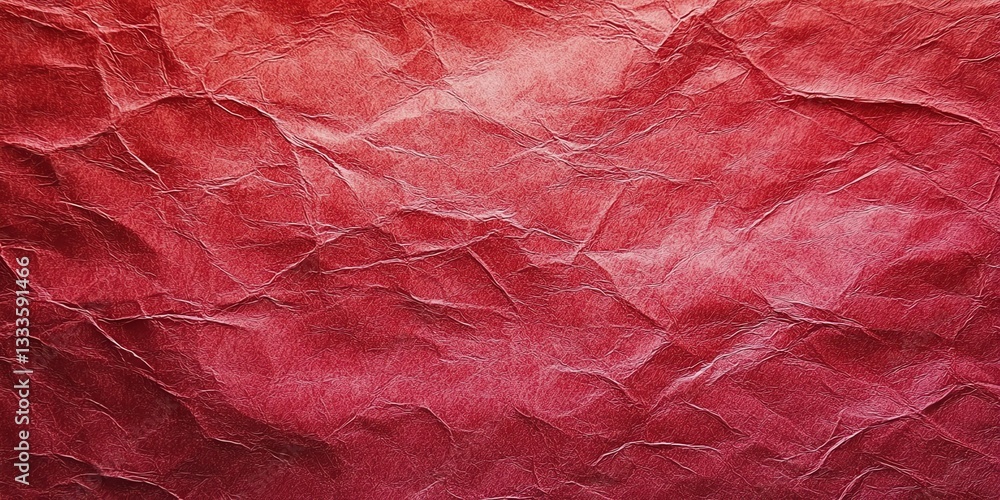 Poster crumpled red paper texture with shadowing and delicate wrinkles