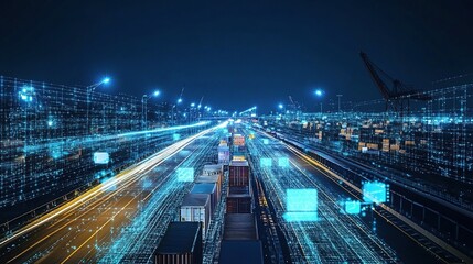 Fototapeta premium Seamless Supply Chain Connectivity in the Digital Age of Transport