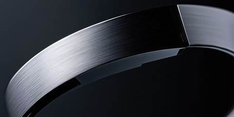 Sleek Band: A modern close-up showcases a polished band with a matte finish and elegant curved lines. The photograph emphasizes textures and contrasts, capturing the sophistication.