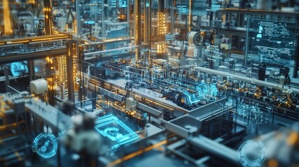 Naklejka premium Smart Connected Factory Infrastructure with Advanced Technology