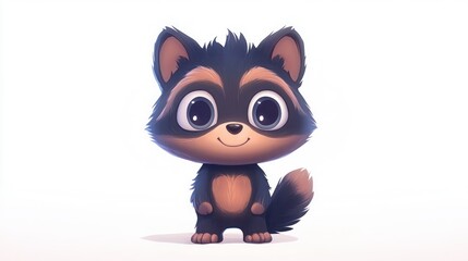 Cute cartoon raccoon on white background