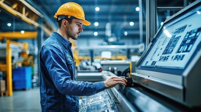 A machine operator controlling an automated packaging line.