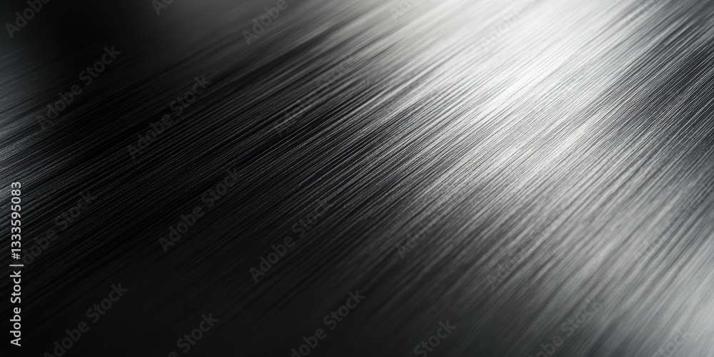 Poster metallic reflection: a close-up of a sleek, metallic surface, reflecting light in a captivating disp