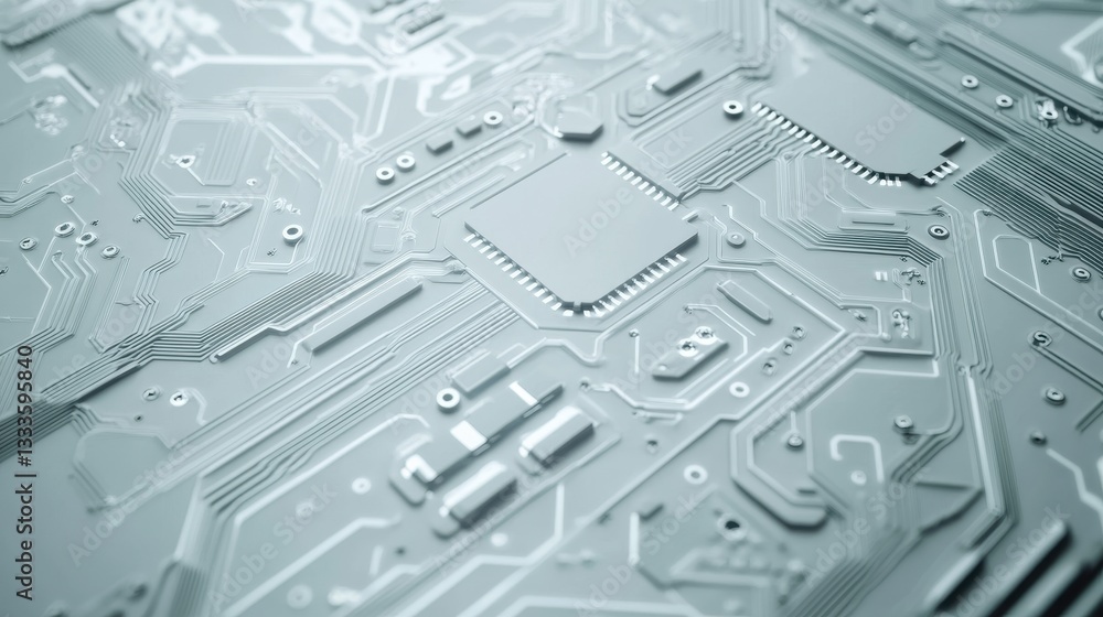 Poster circuit board details: a close-up view showcases the intricate patterns and technological marvels of